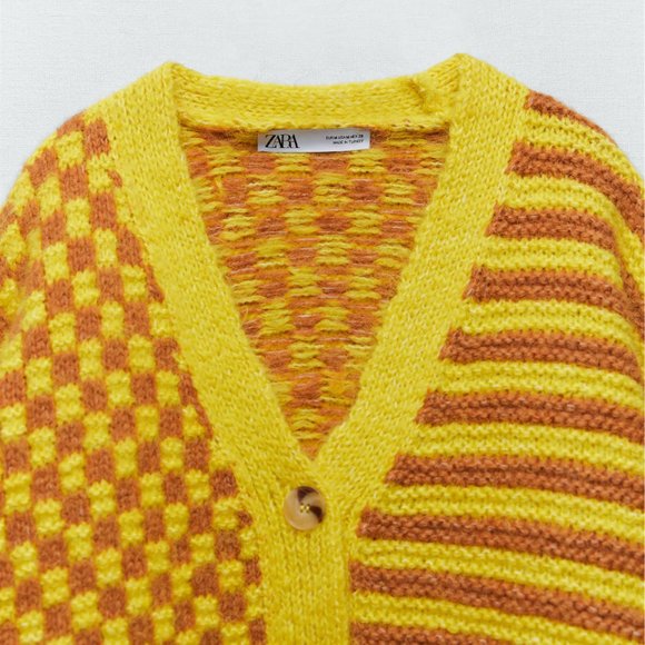 Zara Combination Jacquard Knit Cardigan S - Picture 8 of 8